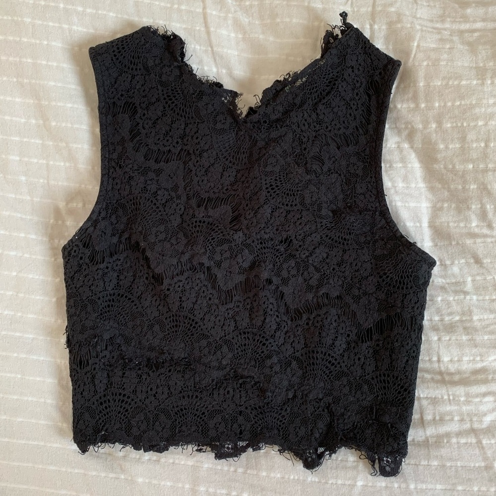 All Lace Crop Top with Zipper Back